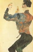 Egon Schiele Self-Portrait with Raised Arms,Back View (mk12) oil painting on canvas